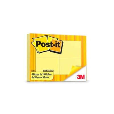 BLOCO POST-IT AMARELO 38X50 C/4UN 3M