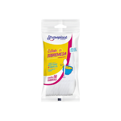 COLHER SOBREMESA BRANCA C/50UN STRAWPLAST