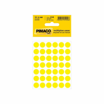 ETIQUETA REDONDA TP-12 AM C/210 ETQ PIMACO