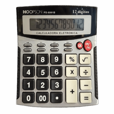 CALCULADORA PS-6001B 12DIG PILHA HOOPSON
