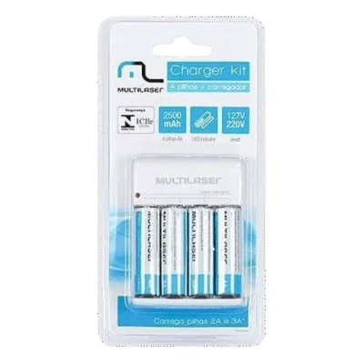 CARREGADOR PILHAS C/ 4PILHAS CB054 MULTILASER