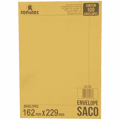 ENVELOPE 162X229 OURO C/10 ROMITEC