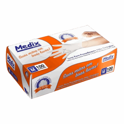 LUVA LATEX C/PO M C/100 MEDIX
