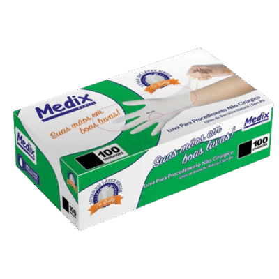 LUVA LATEX S/PO G C/100 PROCED MEDIX