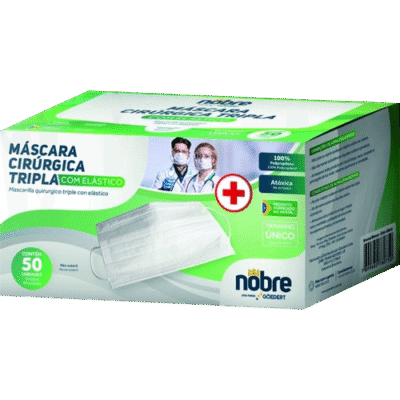 MASCARA TNT TRIPLA ELASTICO CX C/ 50UN NOBRE