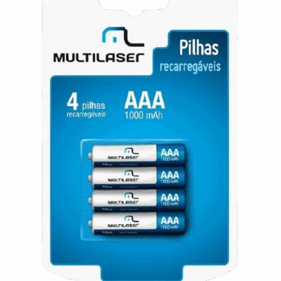 PILHAS RECARREGAVEIS AAA C/4UN MULTILASER