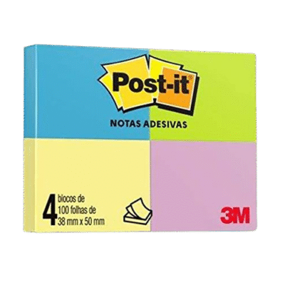 BLOCO POST-IT NEON 100 FL 38X50 C/4UN 3M
