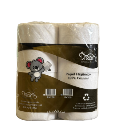 PAPEL HIGIENICO 100% CELULOSE 8x300M DREAMS