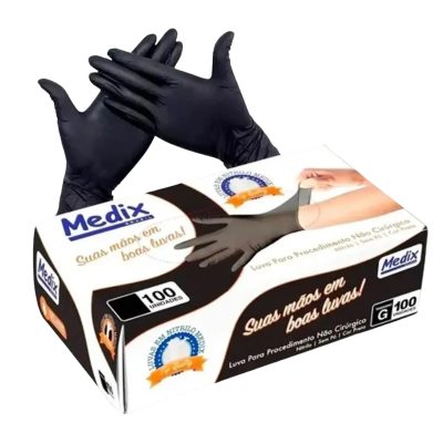 LUVA NITRILICA PT S/PO G C/100 MEDIX